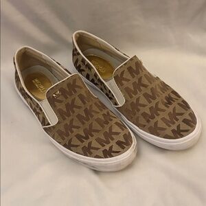 MICHAEL Michael Kors Tan/Brown MK Logo Slip-On Sneakers